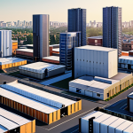 **

Prompt: Diverse property portfolio, featuring residential buildings, data centers, and logistics warehouses under a bright, modern cityscape, symbolizing diversified REIT investments.

**
